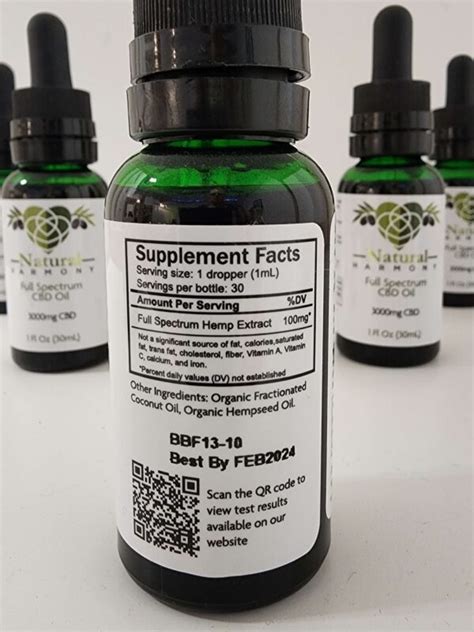 Full Spectrum CBD OIL Natural Flavor 3000 MG CBD Natural Harmony