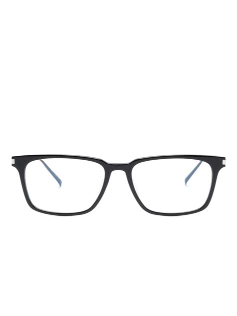 Saint Laurent Square Frame Clear Lenses Glasses In Black Modesens