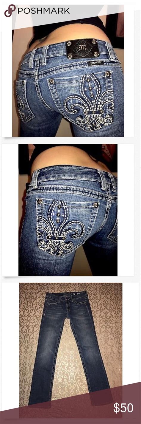 Miss Me Low Rise Rhinestone Pocket Straight Jeans Straight Jeans Miss Me Women