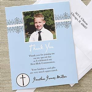 Boy's First Communion Personalized Photo Thank You Cards - First Communion Gifts