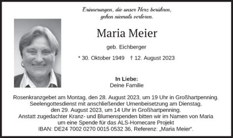 Traueranzeigen Von Maria Meier Trauer Merkur De