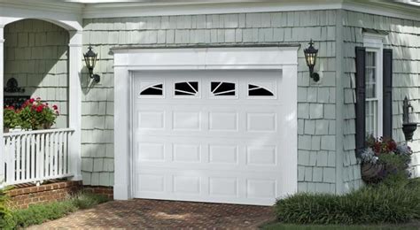 Traditional Short Panel Garage Door With Sunray Windows