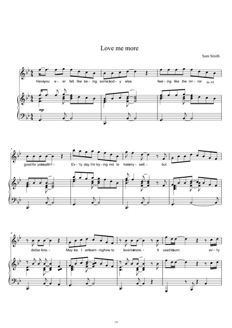 Love Me More Arr Sam Smith Sheet Music Sam Smith Piano Vocal