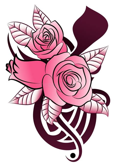 Tatuagem Cor de rosa Graciosa Ilustração do Vetor Ilustração de