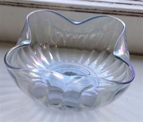 Vintage Imperial Rib Optic Square Carnival Glass Bowl Iron Etsy