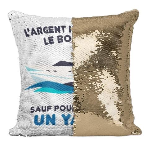 Housse de Coussin à Sequin Paillettes Doré Yacht L argent ne Fait