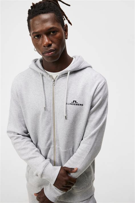 Alpha Zip Hood Light Grey Melange Jlindeberg