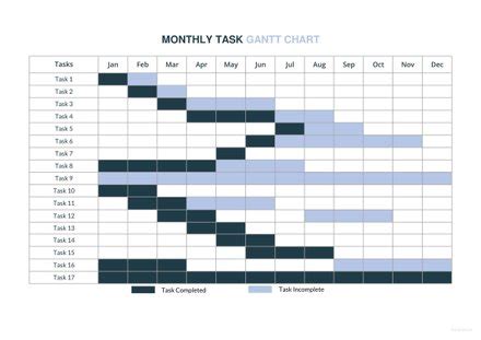 Monthly Gantt Chart Template in Microsoft Word, Excel | Template.net