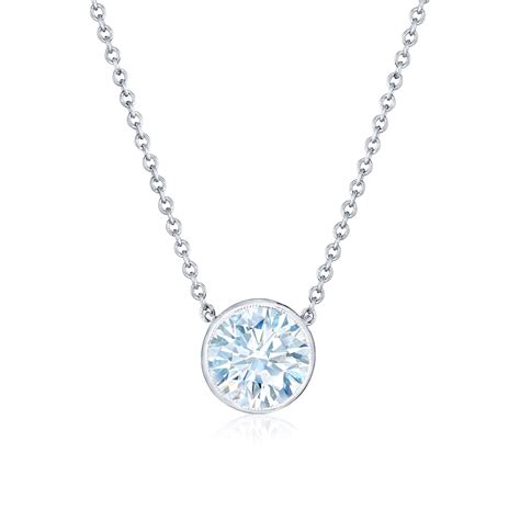 Bezel Set Round Diamond Solitaire Pendant 1 Carat Center Diamond In