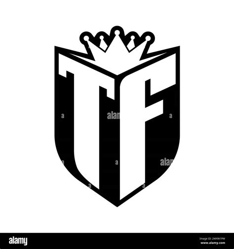 Tf Letter Bold Monogram With Shield Shape And Sharp Crown Inside Shield