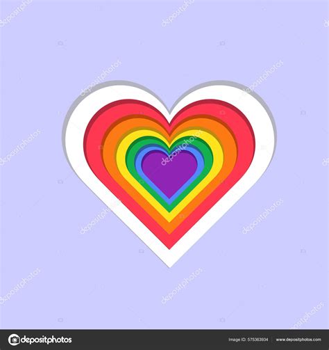 Lgbt Rainbow Flag Heart Purple Background Papercut Background