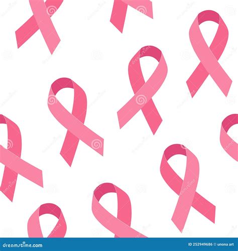 Seamless Vector Pattern With Pink Ribbon For World Breast Cancer