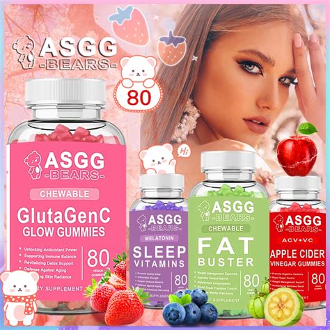 Asgg Glutathione Collagen Glow Gummies Apple Cider Vinegar Gummies