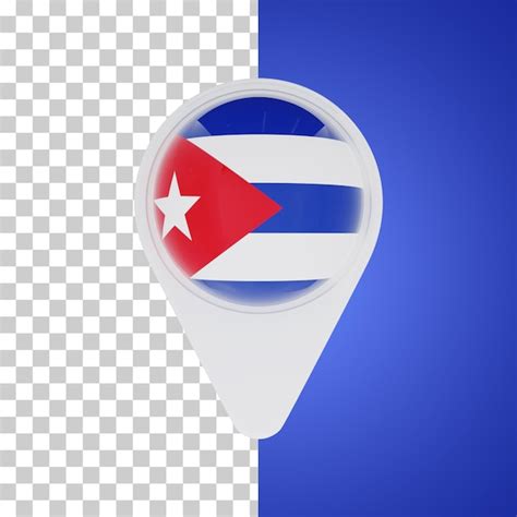 Cuba bandera pin mapa ubicación ilustración 3d Archivo PSD Premium