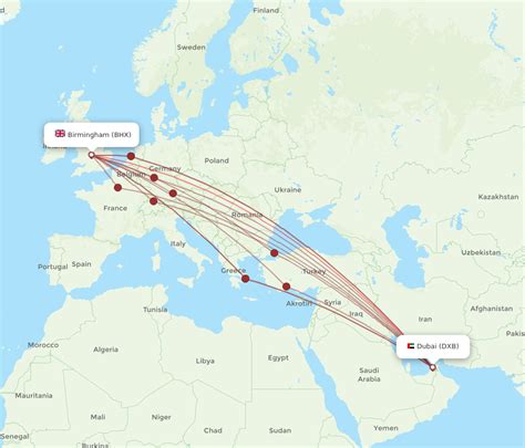 All Flight Routes From Birmingham To Dubai BHX To DXB Flight Routes