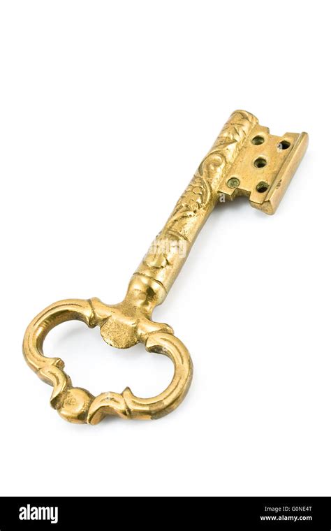 Antique Golden Key Isolated On White Stock Photo Alamy