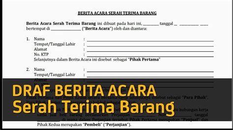 Aneka Contoh Format Surat Berita Acara Serah Terima Barang Trend Masa