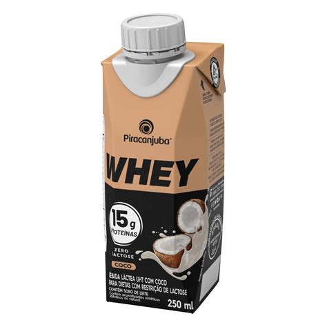 Bebida Láctea UHT Coco Zero Lactose Piracanjuba Whey Caixa 250ml