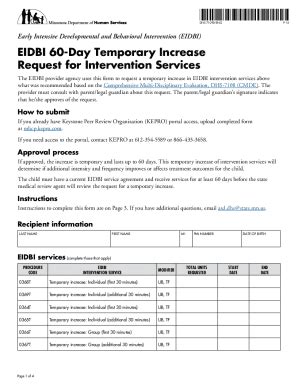 Fillable Online DHS 7109 EIDBl 60 Day Temporary Increase For