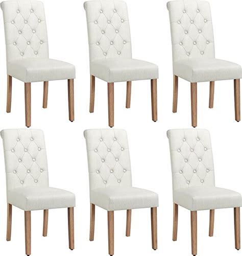 Yaheetech Fabric Dining Chairs Set Of 6 Upholstered High Back Kitchen Chairs Soft Padded Seat