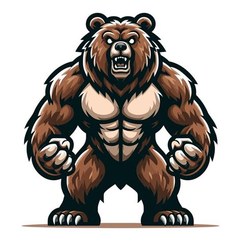 Illustrazione Vettoriale Del Disegno Della Mascotte Dell Orso Grizzly