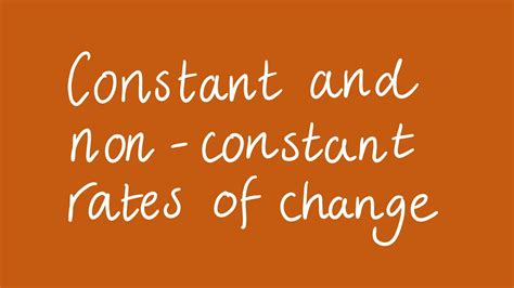 Constant And Non Constant Rates Of Change Unit 1 And 2 VCE Maths