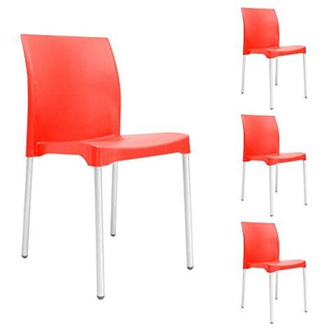 Set De 4 Sillas De Plastico Restaurante Comedor Color Rojo Mundo In