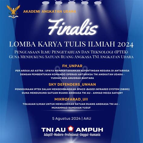 Pengumuman Finalis Lomba Karya Tulis Ilmiah Akademi Angkatan Udara