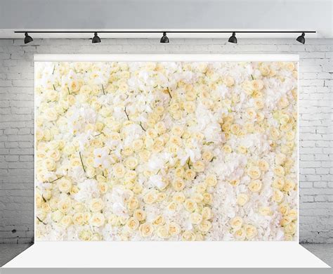 Hellodecor Polyester Fabric 7x5ft Romantic Flower Backdrop Wedding