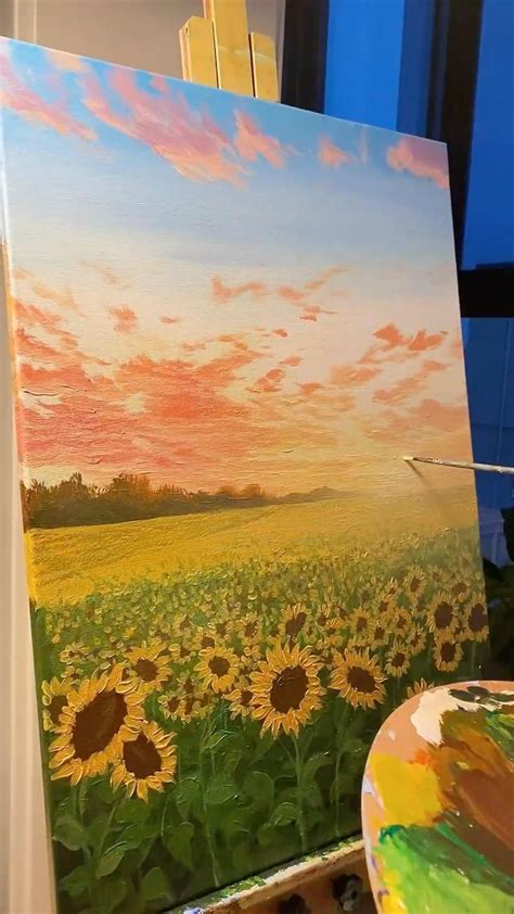 Acrylic painting sunflower | Flower painting, Sunflower watercolor ...