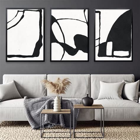 Black And White Abstract Painting Black White Minimalist Wall Art