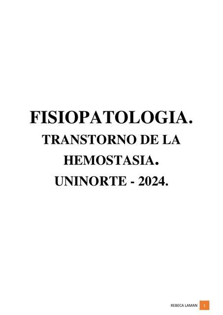 TRANSTORNOS DE LA HEMOSTASIA FISIOPATOLOGIA UNI MED UDocz