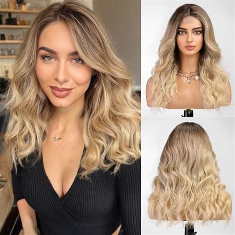 Kome Ombre Blonde Highlight Long Wave Wigs For Women Put