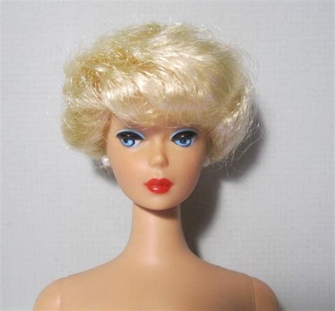 New Repro Nude Blonde Barbie Doll Silken Flame Bubblecut Vtg Body Type Red Lip