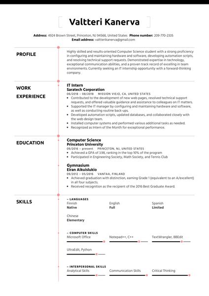 Sample Cv Format For Internship Internship Cv Sample And How To Write 10 Templates