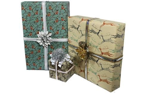 K-Kraft Elegant Christmas Wrapping Paper (Snow Birds-Deer-Ice Flowers/Printed Brown Kraft) 30 ...