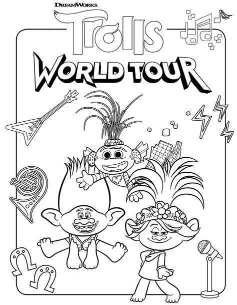 Trolls World Tour Coloring Pages. Print for Free New Trolls