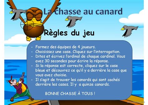 JEU LA CHASSE AU CANARD LE Français FLE powerpoints