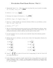 Precalculus Final Review Sheet Part 3 Pdf Precalculus Final Exam