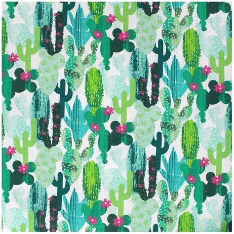 Tissu Enduit Coton Cactus Vert X Cm Ma Petite Mercerie