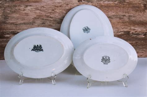 Trio Of Heavy White Ironstone China Platters Vintage English Backstamps