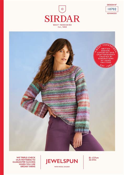 Sirdar Jewelspun With Wool Chunky Knitting Pattern Sweater 10702