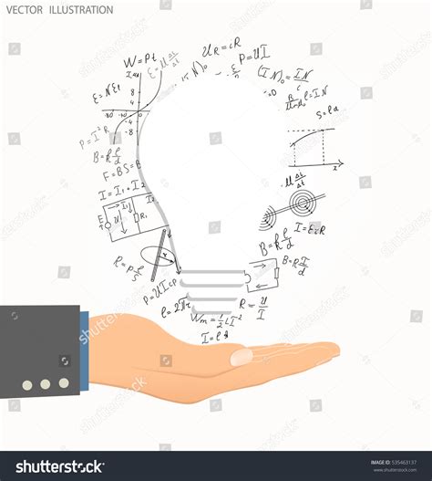 Mathematical Equations Formulas Around Light Bulb Stock Vector ...