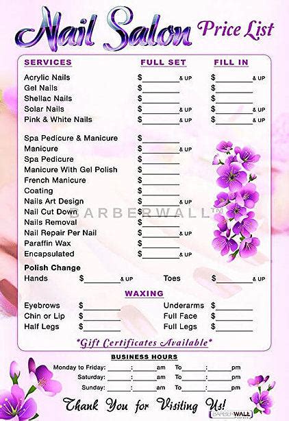 Best Nail Salon Price List | Nail Salon Posters | Barberwall.com ...