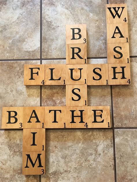 Scrabble Bathroom Wall Art Etsy