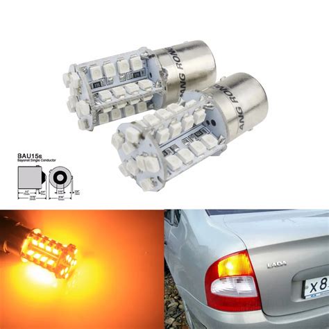 ANGRONG 2x Amber 581 PY21W BAU15s Bulb 40 SMD LED Tail Light Reverse