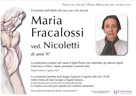 Fracalossi Maria Ved Nicoletti Ofat Onoranze Funebri