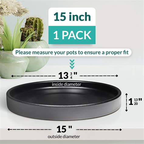 Willowy 15 Inch Black Ceramic Plant Saucer Plant Drip Trays For 12 13