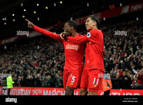 Liverpool S Georginio Wijnaldum Celebrates Scoring His Side S Third