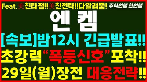 엔켐 주가분석 속보밤12시 긴급발표 초강력한 폭등신호포착 29일월장전 대응전략 여기에서 쓸어담아라 엔켐